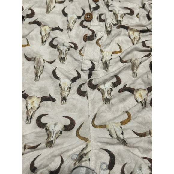 Posh Peanut bamboo Romper 3-6m Western cow Skull Print Short Sleeve Collared - Picture 2 of 4